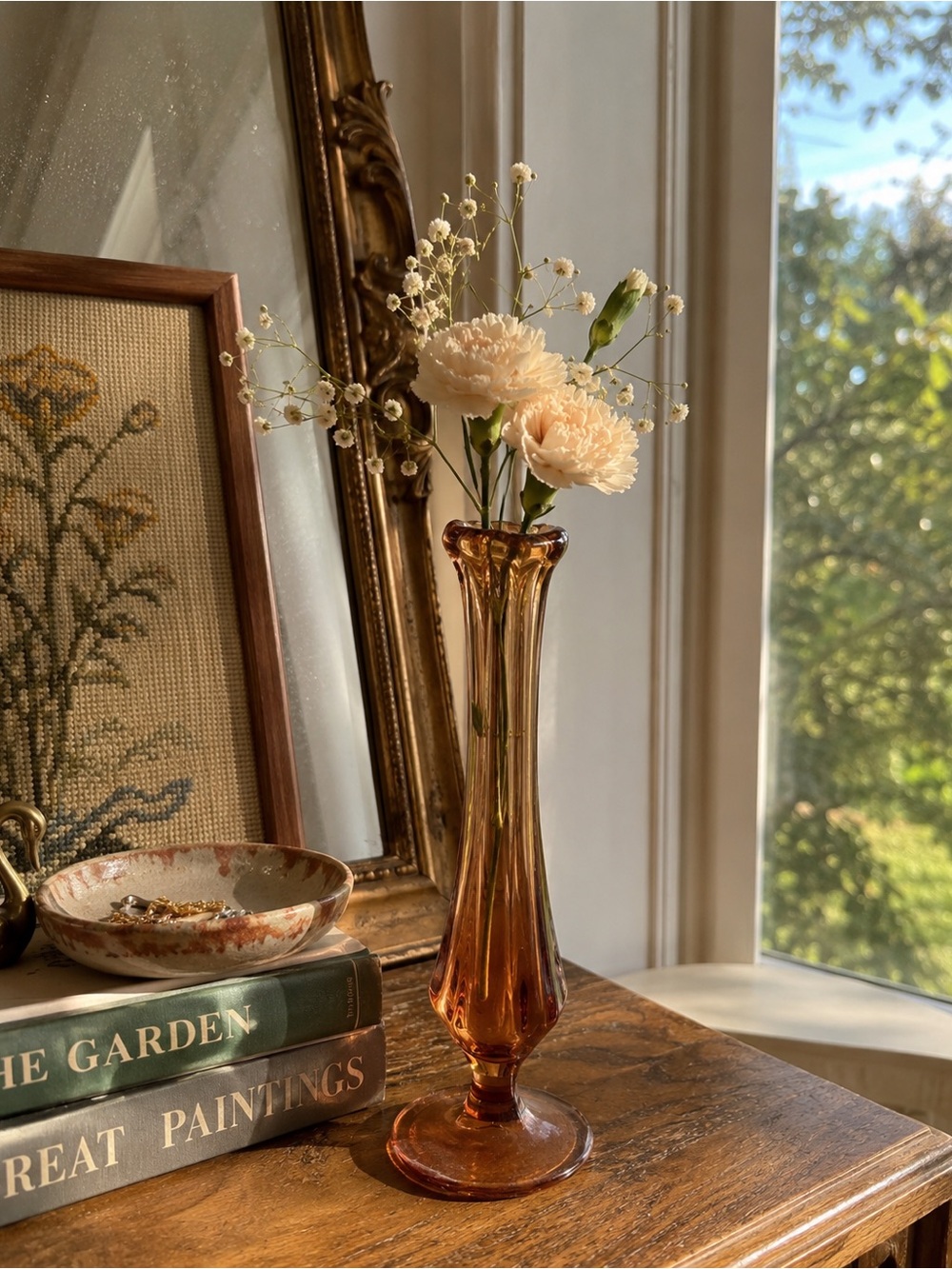 Vintage Pink Glass Bud Vase